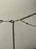 Purple rhinestone dove and heart charm adjustable multiwear silver bodychain