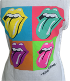 Start Me Up backless white Micro Mini cut up slit weave band t shirt dress