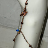 Rhinestone bedazzled dove adjustable rose gold and clear AB crystal fingerbang hand chain