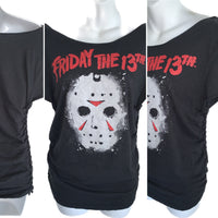 Friday the 13th lucky day slit weave shredded cut up t shirt