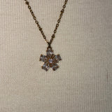 Stainless Steel gold plated clear crystal blooming flower Necklace