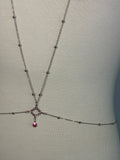 Pink and silver adjustable crystal bodychain