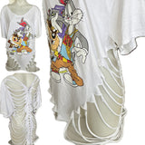 Looney Tunes bboys shredded backless oversized graphic t shirt