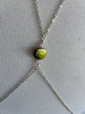 Coin pearl and Swarovski crystal adjustable multiwear silver bodychain