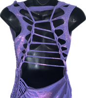 Halloween Classic Horror Movie bleached Micro Mini dress shredded slit weave t shirt