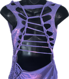 Halloween Classic Horror Movie bleached Micro Mini dress shredded slit weave t shirt