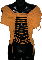 Halloween cartoon skeleton costume mouse in the house overly shredded slit weave backless t shirt