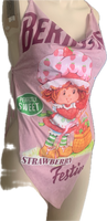 Perfectly sweet Strawberry shortcake picked daily Festival Fashion shredded handkerchief style retro halter top concert t shirt
