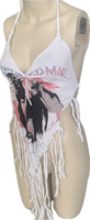 Rumors Festival Fashion fringe shredded handkerchief style retro 70s style halter top concert t shirt