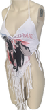Rumors Festival Fashion fringe shredded handkerchief style retro 70s style halter top concert t shirt