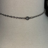 Find your center simple clear rhinestone vintage Swarovski  silver chain choker Necklace