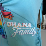Ohana means family Lilo and Stitch Fringe cut up backless Micro Mini tshirt dress