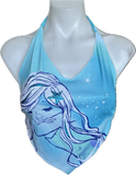 Mermaid mermaidcore shredded cut up tshirt handkerchief style retro halter top