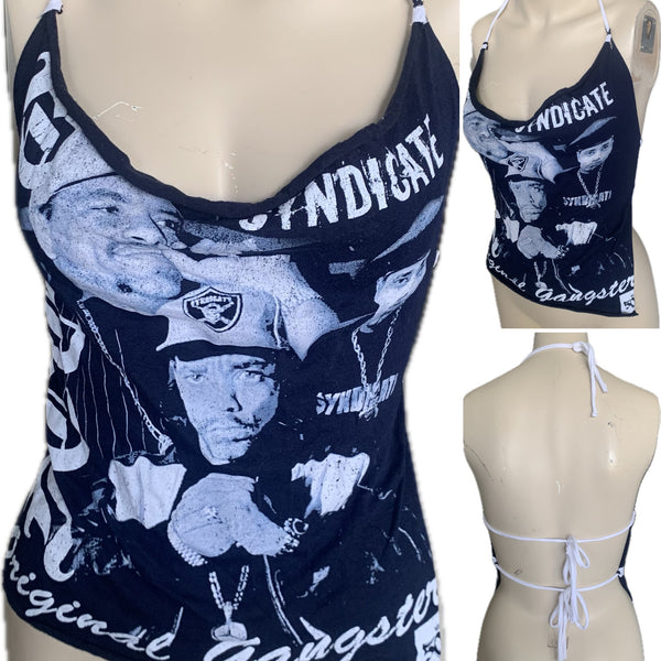 OG original gangster Festival Fashion shredded cut up retro halter top t shirt