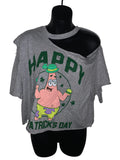Lucky st Patrick’s day Patrick Sponge Bob SquarePants Ireland shamrock drinking party luck of the Irish crop top graphic holiday backless cut up t shirt