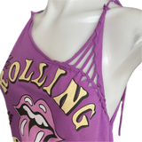Its Only Rock n Roll cut up embroidered backless tank top
