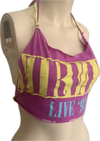 90s neon shredded cut up retro halter crop top bikini t shirt