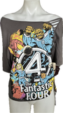 Fantastic four classic vintage comic book hero cut up woven backless finger crochet slitweave t shirt