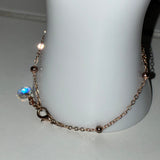 Rhinestone bedazzled crescent moon adjustable rose gold and clear AB crystal fingerbang hand chain
