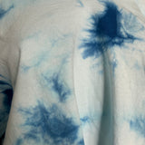 Blue tie dye backless cut up slitweave cut up woven v neck t shirt crop top