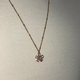Stainless Steel gold plated clear crystal blooming flower Necklace