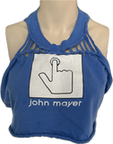 John Mayer upcycled backless cut up Vintage muscle t shirt tie back tank crop top
