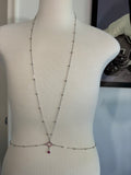 Pink and silver adjustable crystal bodychain