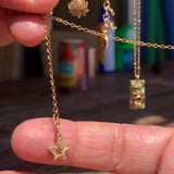 Stainless Steel gold plated sun moon stars rhinestone Necklace