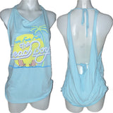 Festival Fashion fun fun fun shredded backless retro beach boys slit weave tank top