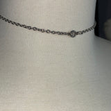 Find your center simple clear rhinestone vintage Swarovski  silver chain choker Necklace