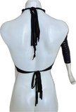 Skeleton drip halloween backless graphic cut up t shirt handkerchief tank crop halter top