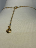 Stainless Steel gold plated crystal heart rhinestone evil eye and gold flower Necklace
