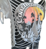 Coachella Valley California slit weave backless t shirt