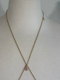 Pink and gold plated stainless steel adjustable crystal bodychain