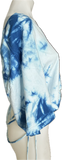 Blue tie dye backless cut up slitweave cut up woven v neck t shirt crop top
