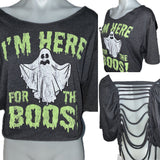 Halloween Glow in the dark I’m here for the boos slitweave backless crop top L XL XXL XXXL