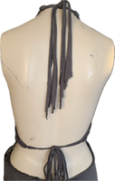 RHCP Fringe cut up slit weave backless Micro Mini tshirt dress