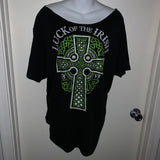 Luck of the Irish Celtic cross lucky Backless Shredded St Patrick’s Day T Shirt