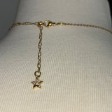 Stainless Steel gold toned cz moon coin Pearl Necklace