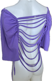 Festival Fashion love is love golden girls overly shredded backless retro slit weave cut up woven t shirt crop top