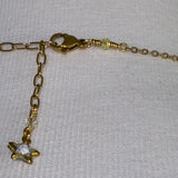 Gold plated crystal star adjustable stainless steel DIVINELY GUIDED rhinestone compass necklace