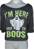 Halloween Glow in the dark I’m here for the boos slitweave backless crop top L XL XXL XXXL