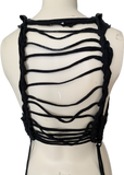 The punisher antihero skull cut woven finger crochet backless slitweave muscle t shirt crop tank top