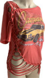 Detroit Power American Classic backless hotbeod shredded slit weave tshirt one size fits most