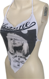 Call me Festival Fashion upcycled shredded handkerchief style retro halter top concert t shirt