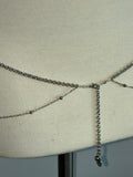 Purple rhinestone dove and heart charm adjustable multiwear silver bodychain