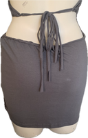 RHCP Fringe cut up slit weave backless Micro Mini tshirt dress