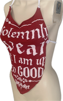 Up to no good sorcery Festival Fashion shredded handkerchief style retro halter top concert t shirt