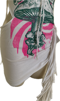 Riders on the storm Fringe cut up backless Micro Mini tshirt dress