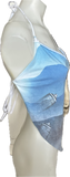 Sky blue graffiti street culture shredded cut up t shirt handkerchief style retro halter crop top